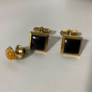 Swank 12k GF Square Cufflinks & Tie Pin